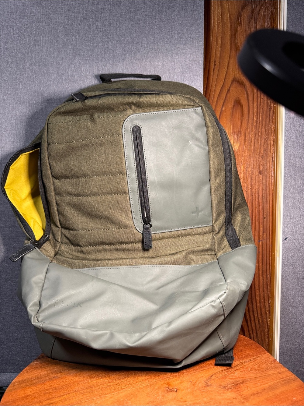 Tavik Olive Green & Light Gray Men's Backpack with Yellow Lining